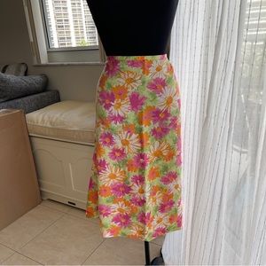 Vintage 90s Emma James Cottagecore Midi Skirt Size 12 Floral Print Side Zip